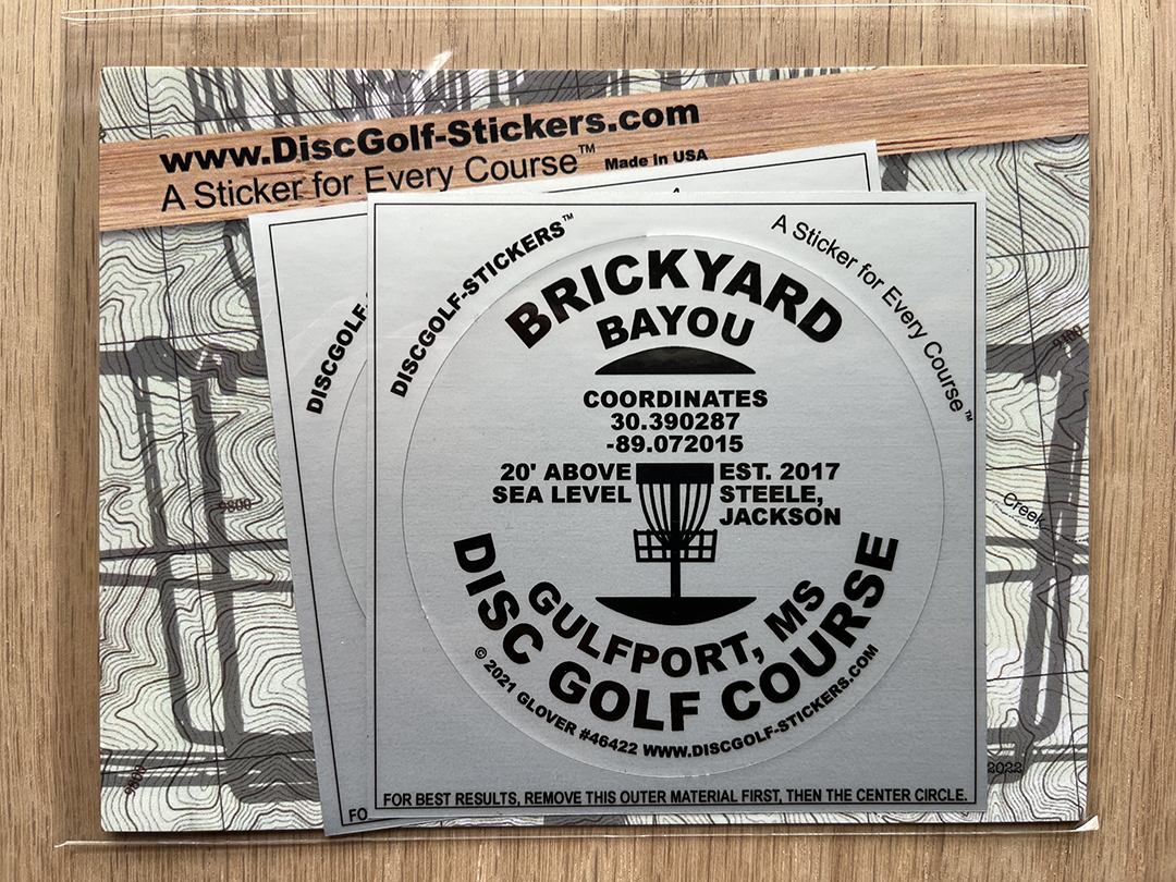 Brickyard Disc Golf Course 2-Sticker Pack Gulfport MS