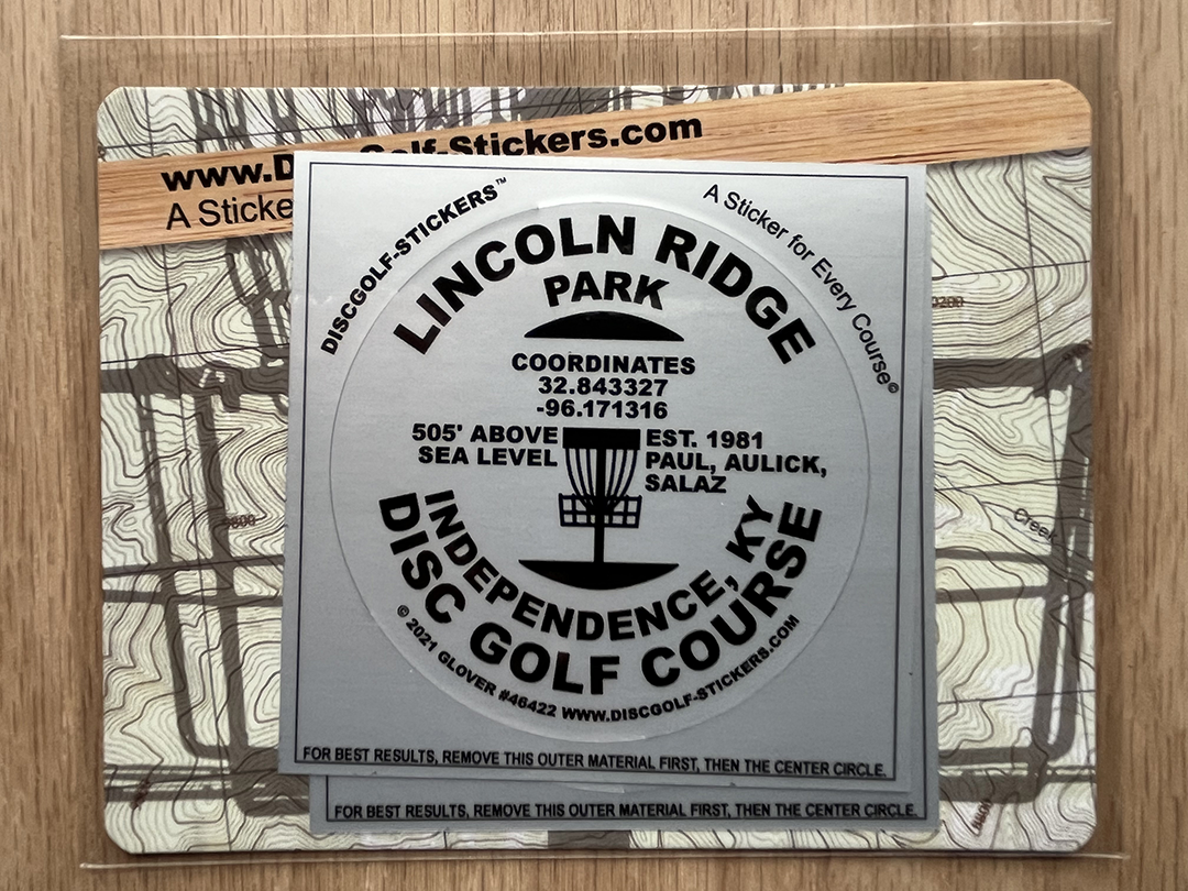 Lincoln Ridge Park Disc Golf Course 2-Sticker Pack Independence, KY
