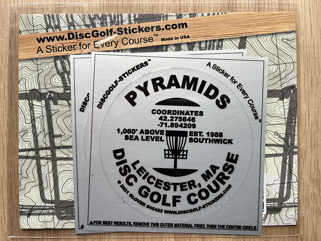 Pyramids Disc Golf Course 2-Sticker Pack Leicester, MA