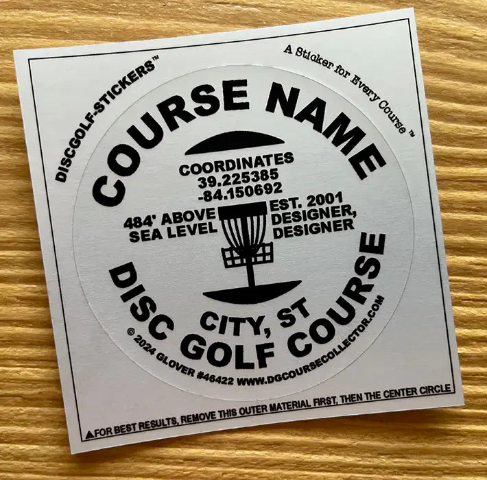 Wabash Run Disc Golf Course, Grayville, IL, Weatherproof Sticker