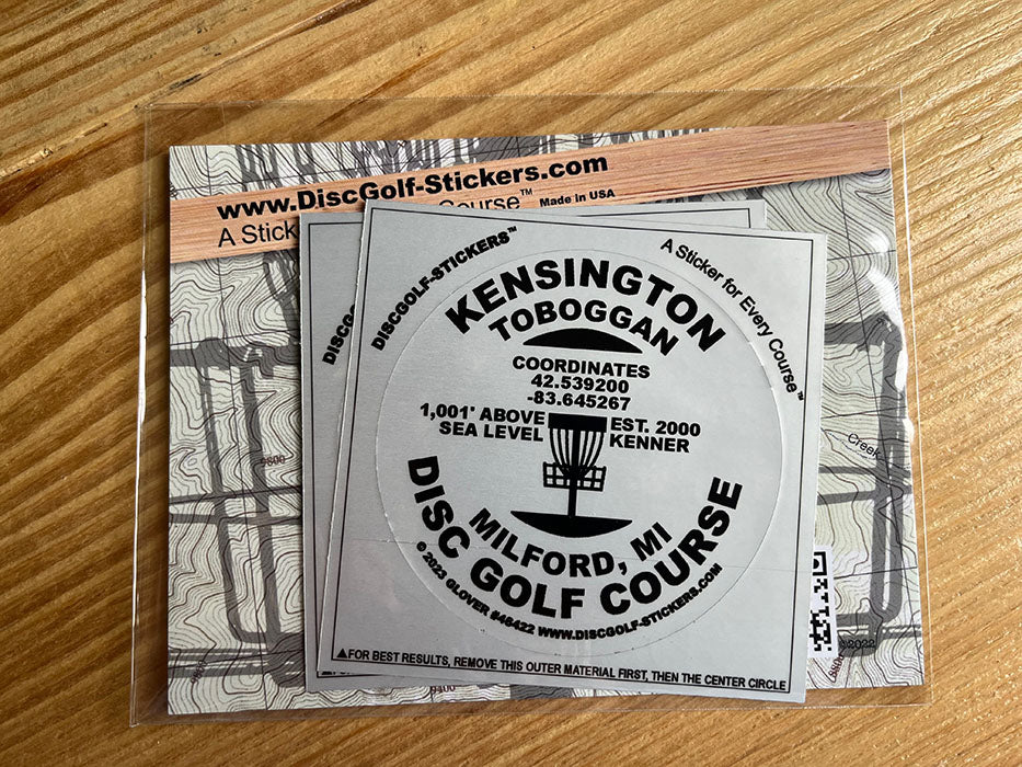 Kensington Toboggan Disc Golf Course 2-Sticker Pack Milford, MI