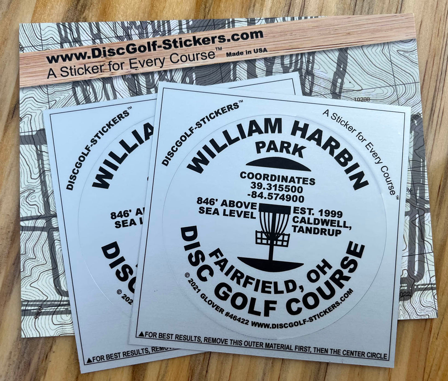 William Harbin Park Disc Golf Course 2-Sticker Pack Fairfield OH