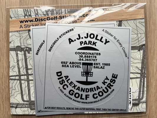 A. J. Jolly Disc Golf Course 2-Sticker Pack Alexandria KY