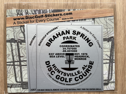 Brahan Spring Disc Golf Course 2-Sticker Pack Huntsville AL