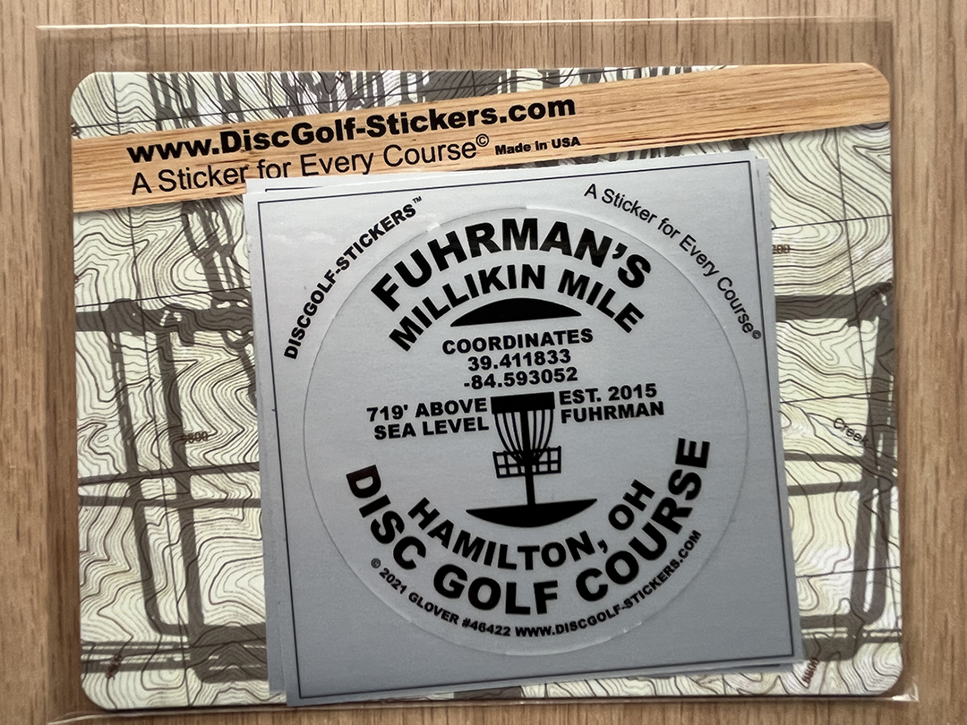 Fuhrmans Millikin Mile Disc Golf Course 2-Sticker Pack Hamilton OH