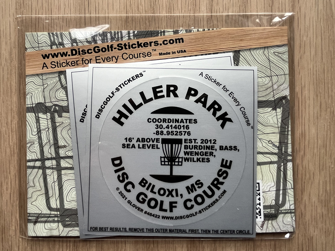 Hiller Park Disc Golf Course 2-Sticker Pack Biloxi MS