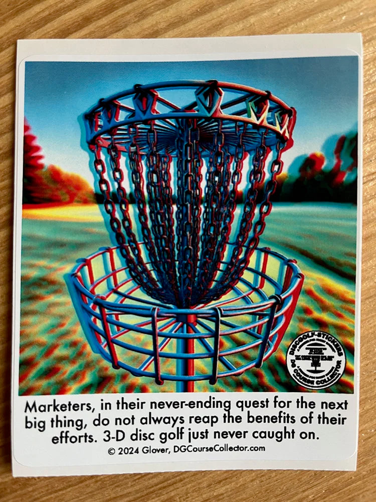 3-D disc golf / Dry Humor Disc Golf Sticker