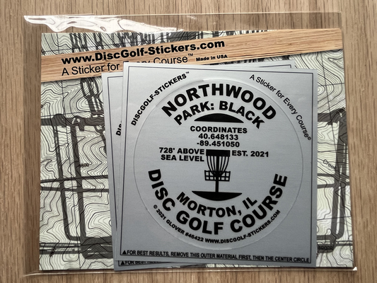 Northwood Park - Black Disc Golf Course 2-Sticker Pack Morton, IL