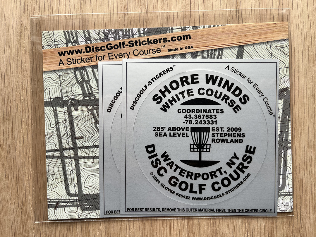 Shore Winds White Course Disc Golf Course 2-Sticker Pack Waterport, NY