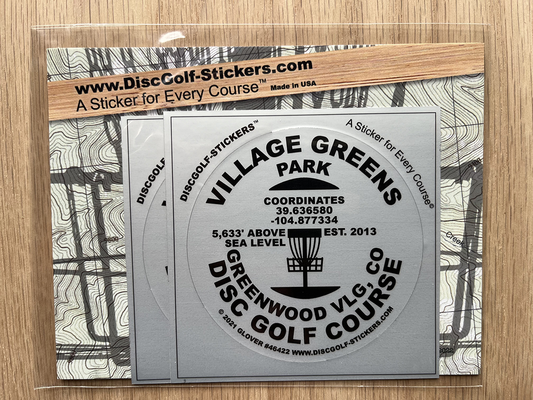 Village Greens Park Disc Golf Course 2-Sticker Pack Greenwood Village, CO