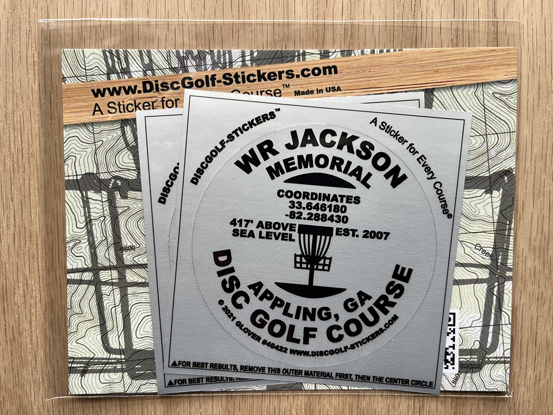 WR Jackson Memorial Disc Golf Course 2-Sticker Pack Appling, GA