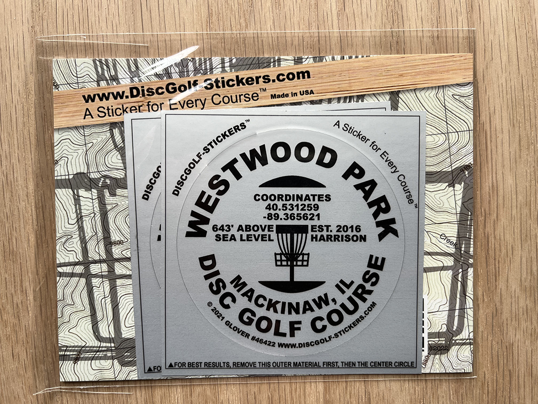 Westwood Park Disc Golf Course 2-Sticker Pack Mackinaw, IL