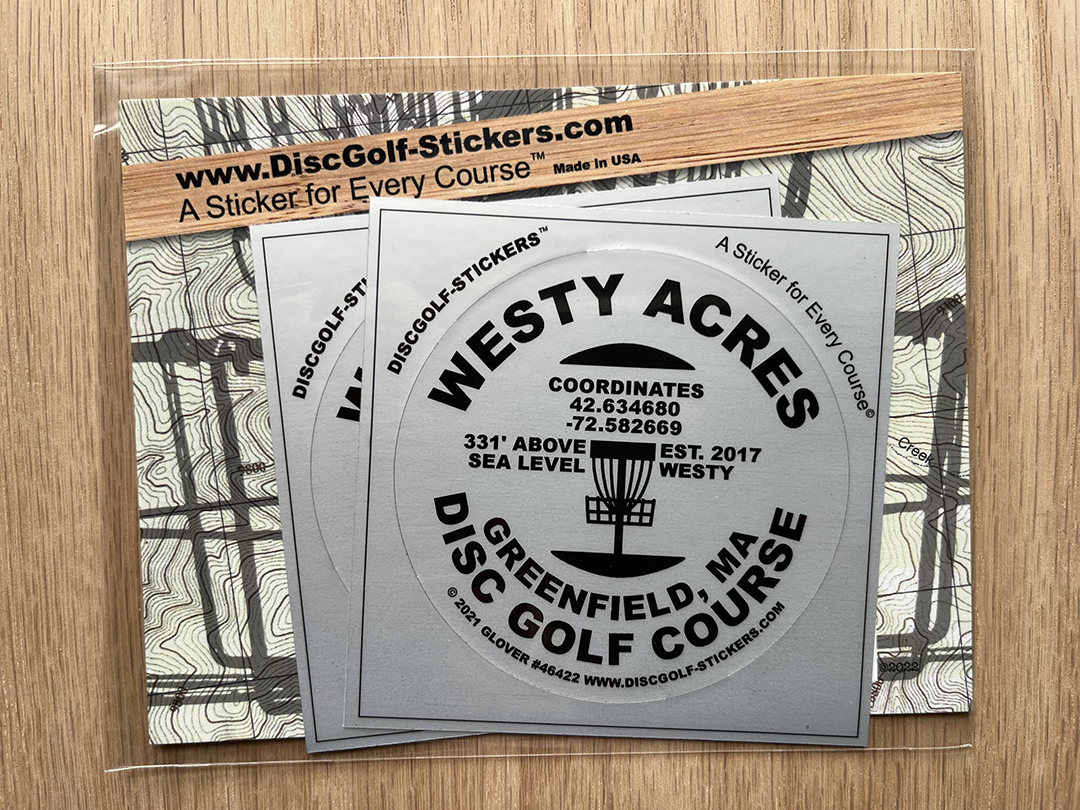 Westy Acres Disc Golf Course 2-Sticker Pack Greenfield, MA