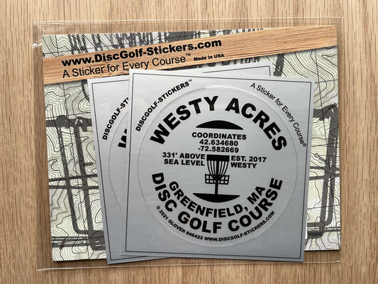 Westy Acres Disc Golf Course 2-Sticker Pack Greenfield, MA