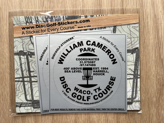 William Cameron Park Disc Golf Course 2-Sticker Pack Waco, TX