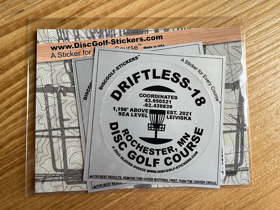 Driftless-18 Disc Golf Course 2-Sticker Pack Rochester, MN