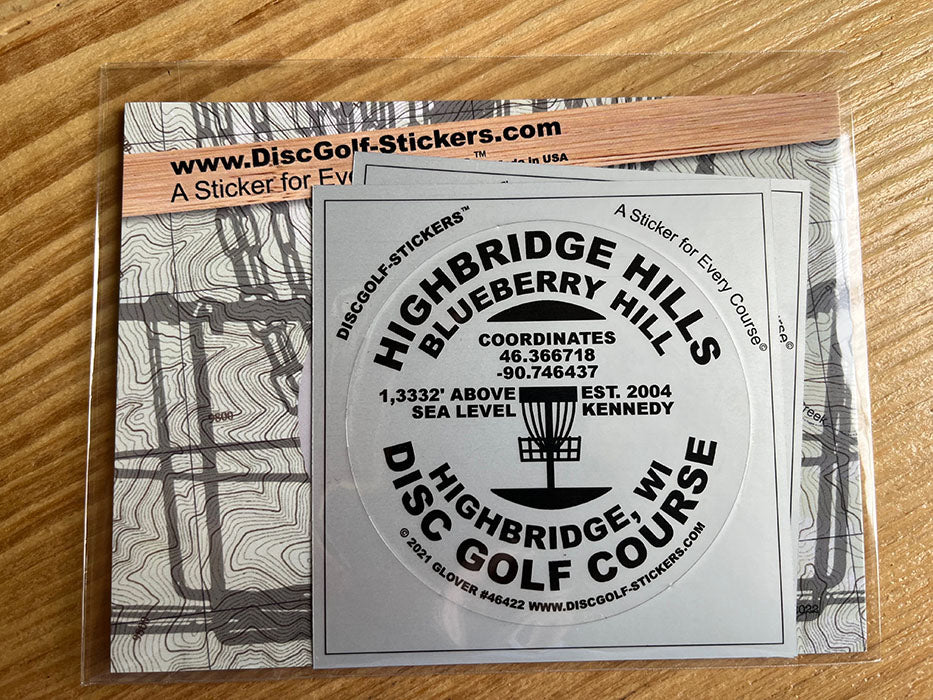 Highbridge Hills Blueberry Hill Disc Golf Course 2-Sticker Pack Highbridge WI