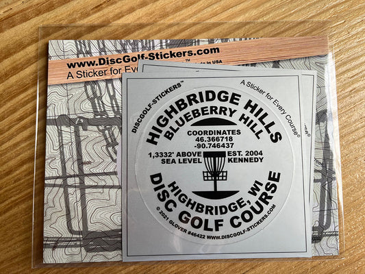 Highbridge Hills Blueberry Hill Disc Golf Course 2-Sticker Pack Highbridge WI
