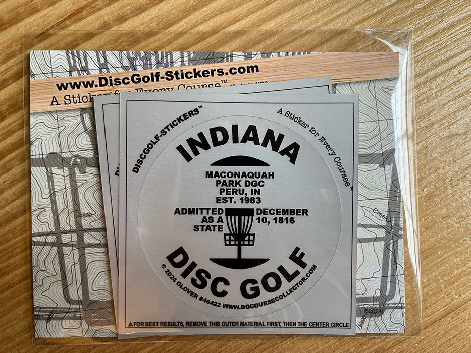 Indiana Disc Golf State 2-Sticker Pack Peru, IN