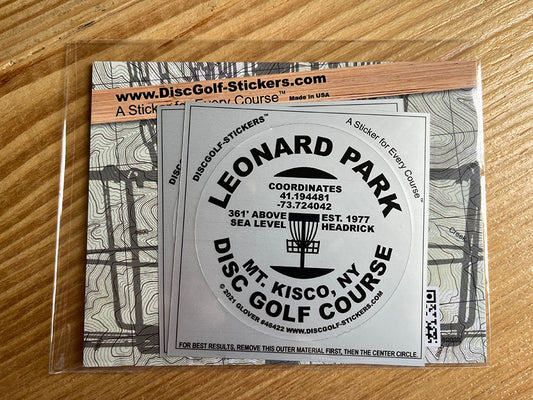 Leonard Park Disc Golf Course 2-Sticker Pack Mt. Kisco, NY
