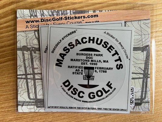 Massachusetts Disc Golf State 2-Sticker Pack Marstons Mills, MA