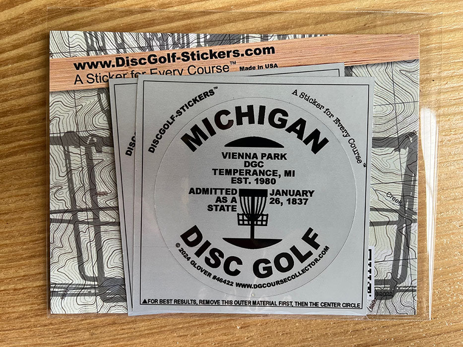 Michigan Disc Golf State 2-Sticker Pack Temperance, MI