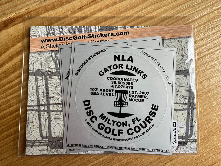 NLA Gator Disc Golf Course 2-Sticker Pack Milton, FL