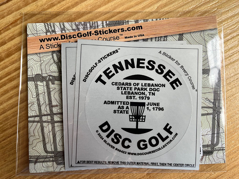 Tennessee Disc Golf State 2-Sticker Pack Lebanon, TN