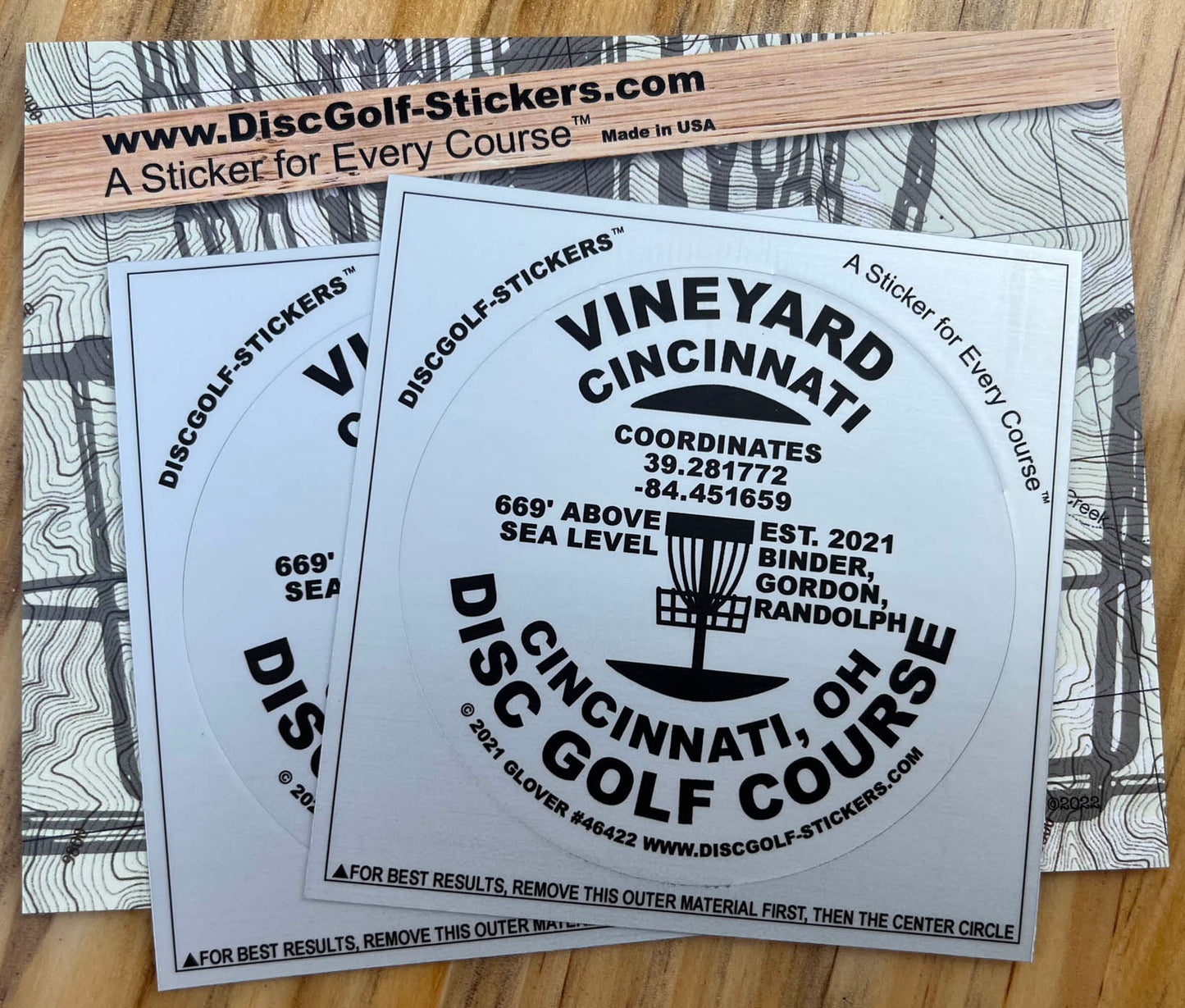 Vineyard Cincinnati Disc Golf Course 2-Sticker Pack Cincinnati OH