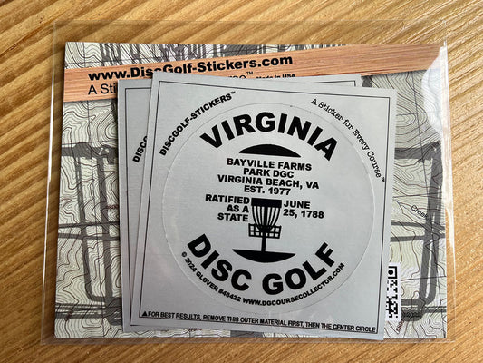 Virginia Disc Golf State 2-Sticker Pack Virginia Beach, VA